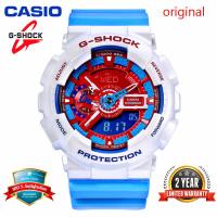 ราคา Original G Shock GA110 Men Sport Watch Dual Time Display 200M Water Resistant Shockproof and Waterproof World Time LED Auto Light Sports Wrist Watches with 2 Year Warranty GA 110AC 7A White Blue Ready
