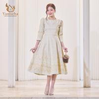 ราคา ชุดร้านญาณิศชา ผ้าไทย ชุดเดรส ชุดออกงาน เดรสผ้าไหม ทอลายทรงสุภาพ ชุดไปวัด ทำบุญ (23662413075)