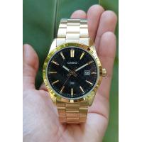 ราคา นาฬิกา Casio แท้ 100 รุ่น MTP VD03G 1A นาฬิกาผู้ชาย สายแสตนเลสสีทอง หน้าปัดดำ ของแท้ 100 รับประกันสินค้า1ปีเต็ม (16970826500)