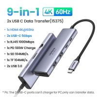 ราคา 4K 60Hz UGREEN 9 in 1 5Gbps USB C Multiport Adapter HUB อุปกรณ์แปลงสัญญาณ HDMI RJ45 for Macbook Air M3 Samsung S24 Ultra Thinkpad T14 Model 15375 (18308577043)