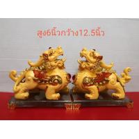 ราคา ปี่เซียะ ปี่เซียะคู่ เรียกทรัพย์ ทับทิม สูง 6 นิ้ว เรซิ่นพ่นทรายทอง สีเขียวหยก ฐานแก้ว แก้ปีชง (15844212617)
