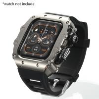 ราคา Luxury Modification Kit for Apple Watch 10 46mm Silicone Strap Stainless Steel Watch Case for IWatch Series 9 8 7 6 5 44mm 45mm no watch (24386395873)