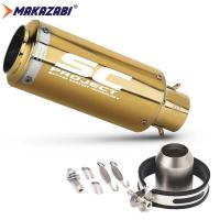 ราคา ระบบท่อไอเสียรถจักรยานยนต์สากล51มม สีทองดัดแปลงท่อไอเสียช่องระบายอากาศของมอเตอร์ไซค์ท่อพลังปลายท่อไอเสีย Yoshimura R11 LeoVince SC อุปกรณ์แข่งมอเตอร์ไซด์สำหรับฮอนด้าคาวาซากิยามาฮ่า KTM BMW Aprilia Ben