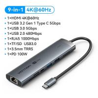 ราคา Vention Type C HUB USB C to HDMI USB 3 2 Gen 1 Type C RJ45 PD 4K 60Hz 5Gbps Multi Port Adapter for Laptop MacBook iPhone 16 15 iPad Pro Samsung Galaxy Huawei Mini Docking Station (23052691763)
