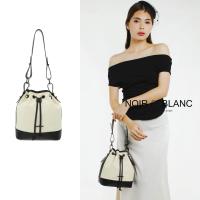 ราคา Louis Montini Noir Et Blanc กระเป๋าสะพายข้าง กระเป๋าผ้าแคนวาส ผสมหนังวัวแท้ WHB22 (22775557048)