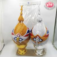 ราคา พานพุ่มเงินทอง พานพุ่มผ้าเงินทอง ขนาดเบอร์ 8 9 10 ราคา คู่ (16404657725)