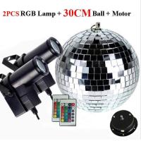 ราคา xfc30CM Glass Mirror Disco Ball Silver Hanging Mirror Disco Ball With Remote RGB Beam Pinspot Spotlight Christmas Party Stage Light (19537554109)