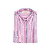ราคา Hazard เสื้อเชิ้ตทำงานแขนยาวลายทาง ผ้า Linen ลินิน สีชมพูกลาง (18576407640)