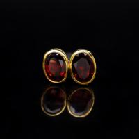 ราคา ต่างหูพลอยโกเมนจันทบุรี Garnet เรือนเงินแท้92 5 พลอยสีแดงอมน้ำตาล เนื้อใส พลอยแท้บ่อจันทบุรี (24458565551)