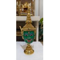 ราคา หัวโขน พระราม พร้อมขาตั้งทอง ขนาดกลาง 4 นิ้ว สูง 10 นิ้ว เกรดพรีเมี่ยม ประดับเพชร เศียร ครู เศียร เทพ ของ ที่ระลึก ของแต่งบ้าน khon mask (15416056367)