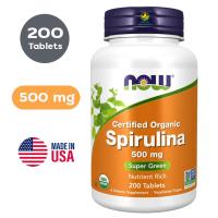 ราคา NOW Foods Organic Spirulina 500 mg 200 Tablets สาหร่ายสไปรูลิน่า ออแกนิค 500 มก 200 เม็ด (22974082966)