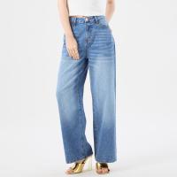 ราคา f fashion กางเกงยีนส์ทรงขากว้าง ผู้หญิง สียีนส์ Wide Leg Fit Jeans 06536 (24291386808)