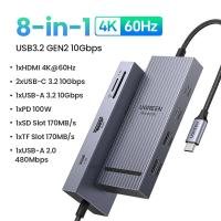 ราคา UGREEN 11 in 1 4K144Hz USB C Hub USB3 2 HDMI DP RJ45 SD TF 3 5mm Model 55766 (24466150550)