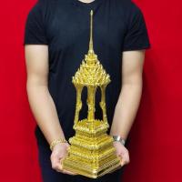 ราคา บุษบก ปิดทอง วิมานสถิตของเทพยดา บุษบกมาลาเครื่องสูง เหมาะบรรจุวัตถุมงคลพระธาตุหรือองค์พระขนาดเล็ก สูง22นิ้ว (9619072765)