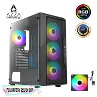 ราคา AZZA ATX Mid Tower Tempered Glass Gaming Case FIGHTER 290B with 12cm Rainbow RGB Fan x 4 Black (24506473969)