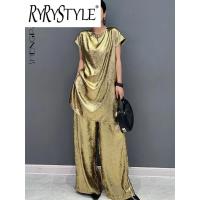 ราคา ชุดกางเกงขายาวผู้หญิงเสื้อแขนยาวมือหนึ่งและขากว้างชุดแฟชั่นสองชิ้น5R9815สวยๆสำหรับฤดูร้อนใหม่ (22312385469)