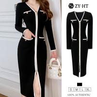 ราคา ZY HT EraVogue เดรสผู้หญิง เดรสสีดำ เดรสเข้ารูป เดรสยาวพอดีเข่า เดรสทำงาน เดรสเซ็กซี่ เดรสออกงาน เดรสเซ็กซี่ เดรสเกาหลี ชุดออกงาน 4649 (9448309441)