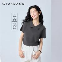 ราคา GIORDANO Women Polo Shirts 100 Cotton Overlapping Collar Polo Shirts Short Sleeve Simple Fashion Casual Polo Shirts 13315210 (24295691612)
