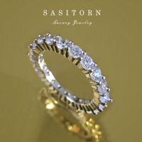 ราคา Sasitorn Jewelry แหวนเพชรแถว เพชรล้อมวง เพชรเกรดดีที่สุดงานเทียบเพชรแท้ สวยหรู น่ารักใส่ติดนิ้ว ให้ของขวัญ แหวนเงินเพชร เงินแท้ชุบทองคำขาว รุ่น ST118 (16970905709)
