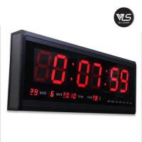 ราคา Velashop นาฬิกาแขวนดิจิตอล HOTAI LED Calendar Wall Clock HT4819SM แท้ ขนาด 48 x 18 2 x 4 8 CM รุ่น HT 4819 ตัวเลขสีแดง (22624076307)