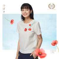 ราคา C D womans blouse Tsubaki Deco เสื้อผู้หญิง คอกลม แขนสั้น สีเบจ CZ22CR (18214918101)