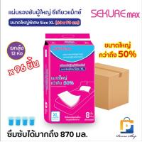 ราคา SEKURE Max แผ่นรองซับ แผ่นรองซับผู้ใหญ่ ซีเคียว แม็กซ์ Size XL ขนาดใหญ่ 60x90 cm จำนวน 1 ลัง 12 ห่อ 96 แผ่น (21538973615)