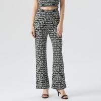 ราคา f fashion กางเกงนิต ทอจาคการ์ด ผู้หญิง สีดำ ขาว I Knit Pants in Knit Jacquard I 06514 (23303505799)