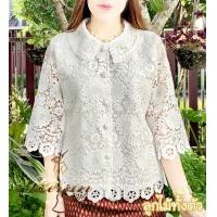 ราคา เสื้อลูกไม้ลินิน เสื้อคอบัว ชุดออกงาน ลูกไม้ทั้งตัว สวยหรูใส่ดูสง่า เรียบร้อย (21702088118)