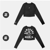 ราคา Gymshark Shark Long sleeved Nude Double sided Furry Fabric Short Sports Yoga Top MAR (24347737151)