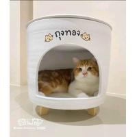 ราคา บ้านดินเผาคลายร้อน บ้านดินเย็น ทรงถัง ต่อขาไม้ สำหรับแมวและกระต่าย (22592647329)