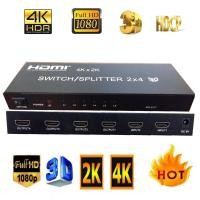 ราคา HDMI 2x4 HDMI Switch Splitter 2K and 4K 1080P 3D (350847606)