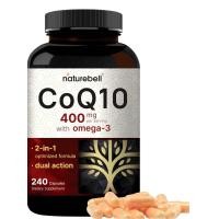 ราคา CoQ10 400mg with Omega 3 Fatty Acids 240 Capsules Stable High Absorption Form Antioxidant Support for Heart Energy Health Extra Strength Coenzyme Q10 Supplement (22465486075)