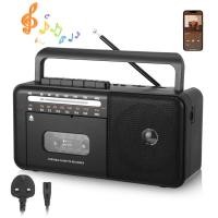 ราคา Local Delivery Cassette Player Bluetooth Boombox Radio AM FM SW Cassette Tape Player Recorder With Big Speaker And Earphone Jack Support USB TF Card Portable Radio Cassette Player Mains And Ba ttery (