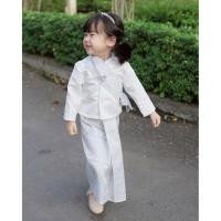 ราคา ชุดไทยจิตรลดาเด็ก setเสื้อ ผ้าถุง สไบ สีขาวเงิน (20335132953)