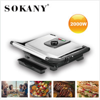 ราคา กระทะปิ้งย่าง เตาย่างไฟฟ้า เตาย่างสเต็ก เตาpanini แบบ Non Stick เครื่องปิ้งขนมปัง เครื่องทำแซนวิช พานินี กำลังไฟ 2000W (18142755565)