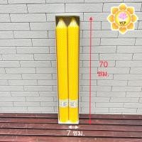 ราคา เทียนเหลือง คู่ ไร้นํ้าตา เทียนแสงจันทร์ เทียนพรรษา เบอร์ 17 สีเหลือง ลายกลมเรียบ ดอกพิกุล (7512660659)