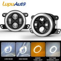 ราคา จัดส่งจากกรุงเทพฯ Lupuauto 2ชิ้น ไฟตัดหมอก LED 4นิ้ว พร้อมไฟเลี้ยวสีเหลืองรัศมีวงแหวน DRL สีขาวไฟตัดหมอกทางวิบากสำหรับ Jeep Chevrolet Dodge JEEP 2007 2008 FORD F 150 RANGER Isuzu D MAX Nissan Navara (