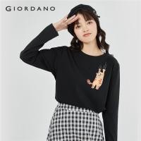 ราคา GIORDANO Women Art Series T Shirts Falling Cat Print 100 Cotton Tee Crewneck Long Sleeve Simple Fashion Casual Tshirts 99394495 (23396231536)