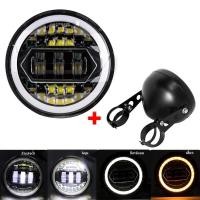 ราคา Lampu depan LED มอเตอร์ไซค์ขนาด5 75นิ้วพร้อมที่อยู่อาศัยหลอดไฟหน้าทรงกลมอเนกประสงค์สำหรับ Harley Sportster Cafe Racer CB400ฮอนด้า (22935618806)