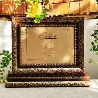 ราคา กรอบ a4 กรอบกระจก กรอบรูปขนาด a4 กรอบเปล่า สีทอง สีโอ๊กทอง ไม้ 2 นิ้ว มีฐานใหญ่ 2 ชั้น แนวนอน ตรงรุ่น (22015003166)
