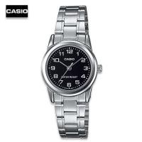 ราคา Velashop นาฬิกาข้อมือผู้หญิง Casio สายสแตนเลสสีเงิน หน้าปัดดำ รุ่น LTP V001D 1BUDF LTP V001D 1B LTP V001D (2057186)