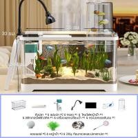 ราคา ตู้ปลา ตู้ปลาใหญ่ 12 นิ้ว ตู้ปลาจิ๋ว ตู้ปลาตั้งโต๊ะ พร้อมไฟและปั๊มน้ำ การออกแบบที่มีฝาปิด (23388662377)