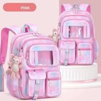 ราคา Elegant Nylon Backpack with Large Capacity Waterproof Multiple Compartments Colorful Gradient Design Pink Blue Purple (24367662161)