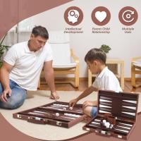 ราคา Backgammon Set 2 Players Classic Backgammon Sets For Board Game With Premium Leather Case Portable And Travel Backgammon Set Brown 15inch (23843164661)