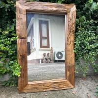 ราคา กระจกไม้สัก กว้าง 40cmสูง60cmหนา4cm กระจกเงา สไตล์คันทรี กระจกไม้ กรอบปีกไม้สัก แขวนผนัง (22471318984)