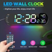 ราคา นาฬิกาแขวนผนังดิจิตอลหน้าจอขนาดใหญ่อุณหภูมิ LED ความชื้นแสดงนาฬิกาปลุกอิเล็กทรอนิกส์สร้างสรรค์ตกแต่งบ้านระยะไกล (24030437448)