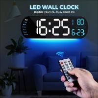 ราคา นาฬิกาแขวนผนังดิจิตอลหน้าจอขนาดใหญ่อุณหภูมิ LED ความชื้นแสดงนาฬิกาปลุกอิเล็กทรอนิกส์สร้างสรรค์ตกแต่งบ้านระยะไกล (24030437447)
