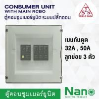 ราคา ตู้คอนซูมเมอร์ปลั๊กออน NANO Plus 3 ช่อง กันดูด RCBO ตู้ควบคุมไฟ คอนซูมเมอร์ ตู้กันดูด ตู้ควบคุมไฟ ตู้ไฟ เมนกันดูด (9859178115)