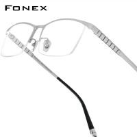 ราคา FONEX แว่นตาไทเทเนียมสำหรับผู้ชายกรอบแว่นตากึ่งสี่เหลี่ยมไม่มีขอบครึ่งขอบน้ำหนักเบาผลิตจากญี่ปุ่นดีไซน์เหมาะสำหรับธุรกิจ85640แว่นสายตาตามสั่ง (4760680166)