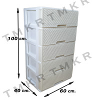 ราคา ตู้ลิ้นชัก กล่องลิ้นชักพลาสติกลายหวาย 5 ชั้นหน้ากว้าง Plastic drawer (17287868241)